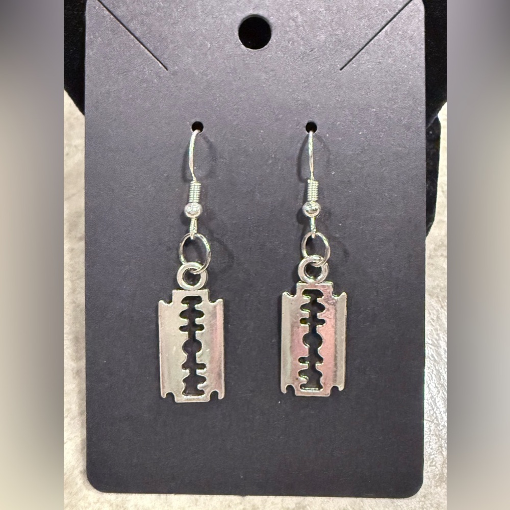 Silver Razor Blade Earrings
